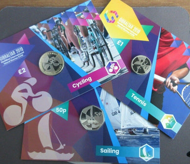 2019 Gibraltar Island Games BUnc Numbered Coin Packs 50p £1 and £2 Limit 2019