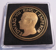 Load image into Gallery viewer, 1936 EDWARD VIII KING &amp; EMPEROR TALL SHIP G/PLATED PROOF MEDAL CAPSULE BOX &amp; COA
