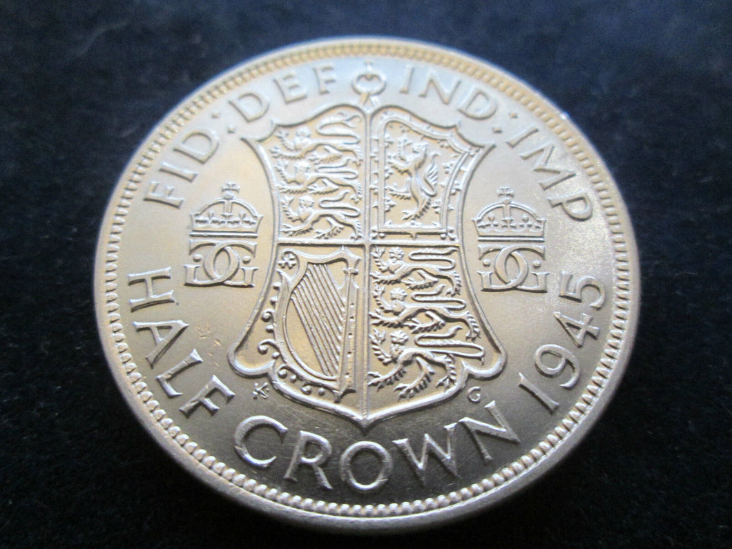 1945 KING GEORGE VI SILVER HALFCROWN IN VERY COLLECTABLE CONDITION SPINK 4080 B