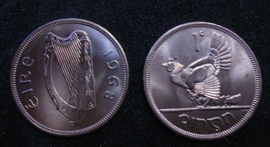 1968 IRELAND One Penny Coin BUNC EIRE WITH FULL LUSTRE