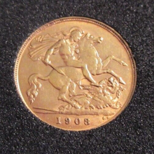 Load image into Gallery viewer, 1908 KING EDWARD VII EF AU HALF SOVEREIGN ENCAPSULATED WITH BOX
