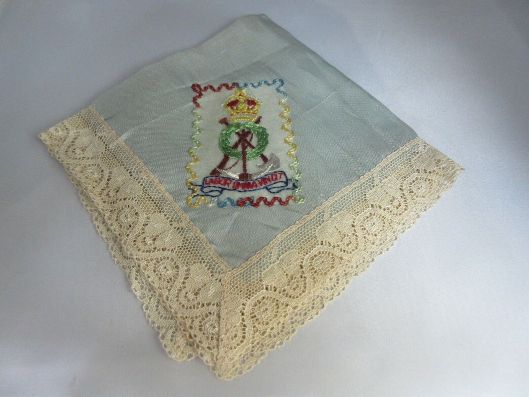 1914 - 1918 WWI EMBROIDERED HANDKERCHIEF LABOR OMNIA VINCIT PIONEER CORPS