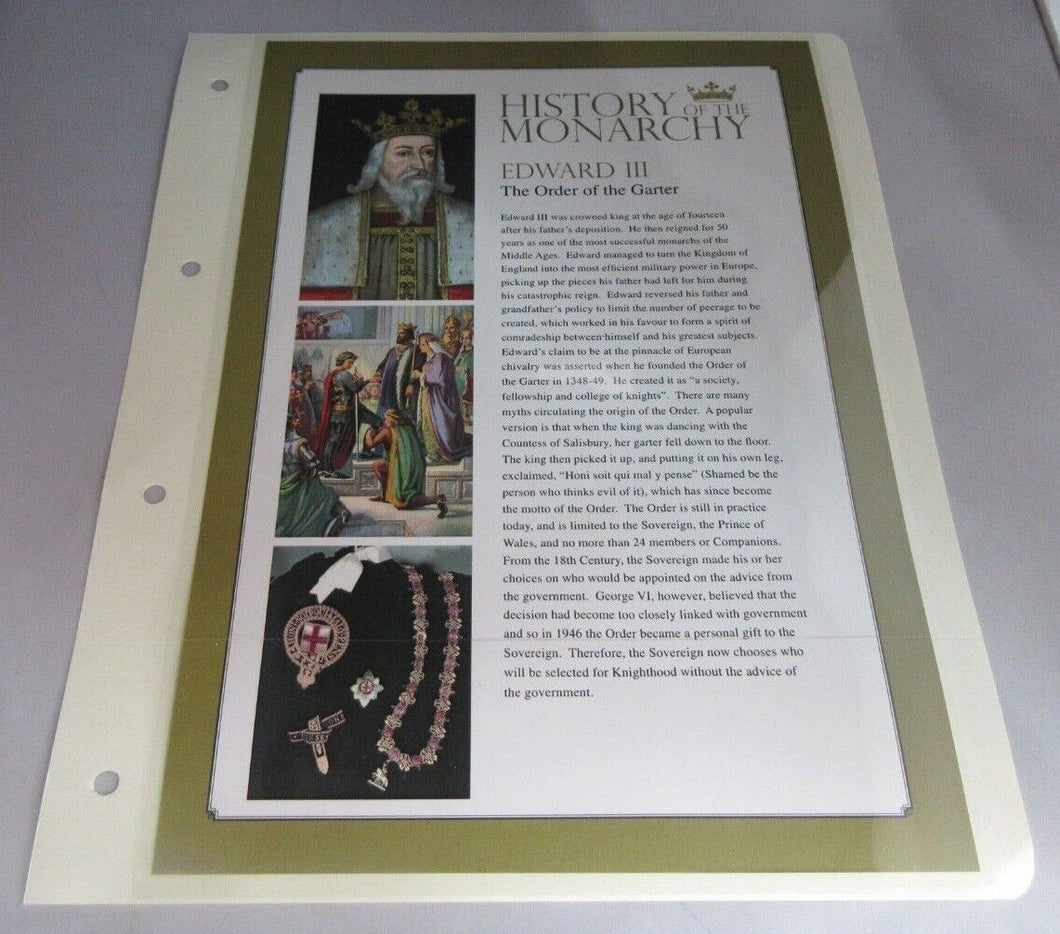EDWARD III HISTORY OF THE MONARCHY PNC, FIRST DAY COVER,STAMPS & INFORMATION SET