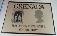 Load image into Gallery viewer, 1986 QUEEN ELIZABETH II 60TH BIRTHDAY GRENADA STAMPS &amp; ALBUM SHEET
