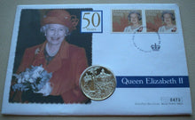 Load image into Gallery viewer, 1952-2002 50 YEARS QUEEN ELIZABETH II SILVER CANADA DOLLAR COIN COVER PNC
