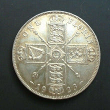 Load image into Gallery viewer, UK 1923 FLORIN UNC GEORGE V BRITISH SILVER FLORIN ref SPINK 4022A Cc1
