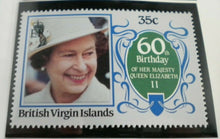 Load image into Gallery viewer, QUEEN ELIZABETH II THE 60TH BIRTHDAY OF HER MAJESTY BRITISH VIRGIN IS STAMPS MNH
