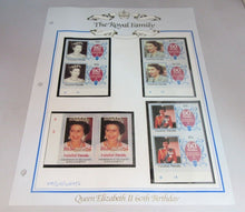 Load image into Gallery viewer, 1986 QEII 60TH BIRTHDAY IMPERFORATE MNH FUNAFUTI TUVALU STAMPS &amp; ALBUM SHEET
