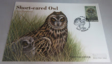 Load image into Gallery viewer, 1997 SHORT-EARED OWL &amp; TAWNY OWL PAIR OF FIRST DAY COVERS IOM STAMPS ALBUM SHEET
