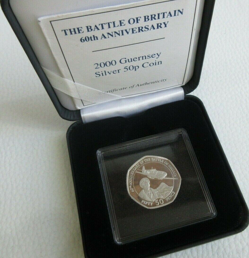 BATTLE OF BRITAIN SILVER PROOF 50p FIFTY PENCE 2000 ROYAL MINT BOX & CERTIFICATE