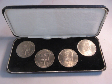 1967-1970 GIBRALTAR SPECIMEN one CROWN COIN SET OF 4 BEAUTIFULLY BOXED