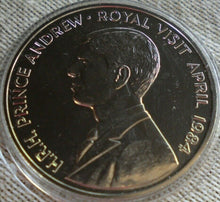 Load image into Gallery viewer, 1984 H.R.H PRINCE ANDREW ROYAL VISIT UNC ST HELENA 50 PENCE CROWN COIN &amp; CAPSULE

