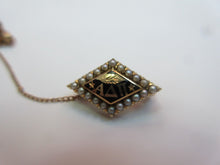 Load image into Gallery viewer, 1933 ALPHA DELTA PI SERORITY BROOCH WITH CHAPTER SAFTY CHAIN IN 14K GOLD
