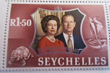 Load image into Gallery viewer, SEYCHELLES 25th WEDDING ANNIVERSARY 95c &amp; R1.50 STAMPS 2 BLOCKS OF 4 MNH
