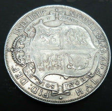 Load image into Gallery viewer, 1915 GEORGE V BARE HEAD FIRST COIN HALF 1/2 CROWN SPINK 4011 CROWNED SHIELD Cc3
