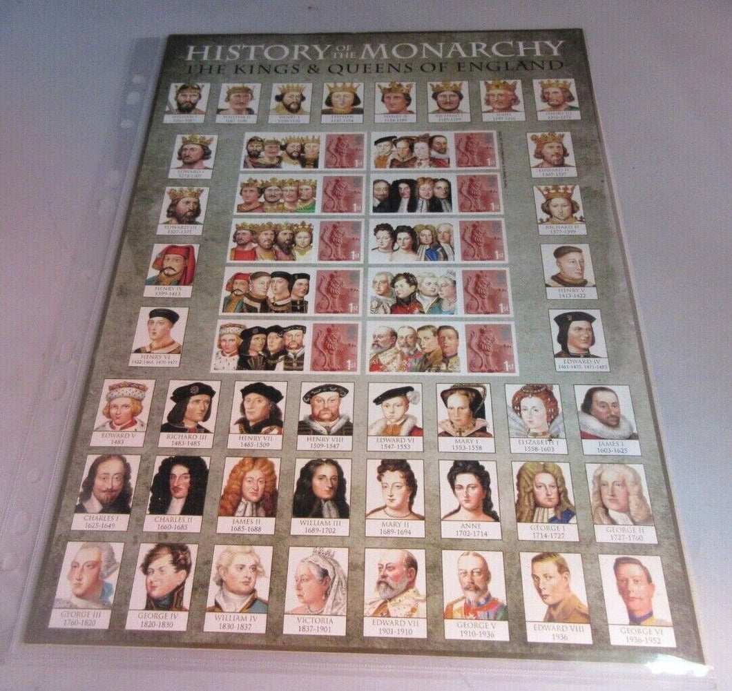 2008 HISTORY OF THE MONARCHY THE KINGS & QUEENS OF ENGLAND 10X 1ST CLASS STAMPS