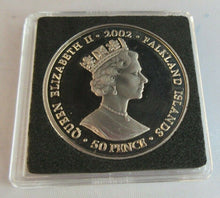 Load image into Gallery viewer, 2002 QEII GOLDEN JUBILEE QUEEN ON THRONE 50P CROWN COLOURED PROOF BOXED WITH COA
