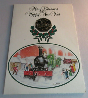 1984 PROOF 50P MERRY CHRISTMAS HAPPY NEW YEAR 50P COIN IN CHRISTMAS CARD