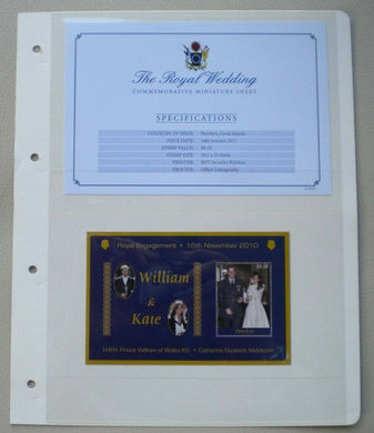 2011 ROYAL ENGAGEMENT WILLIAM & KATE 16TH NOV 2010 PENRHYN MINIATURE SHEET MNH