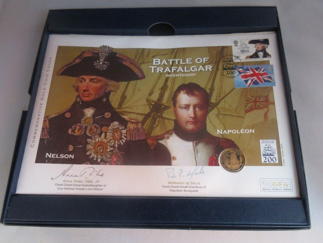 Battle of Trafalgar HMS Victory Full Gold Sovereign Jersey £25 Coin COA PNC No54