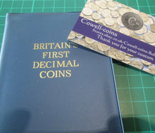 Load image into Gallery viewer, UK BUNC Set of Britain&#39;s First Decimal Coins in Blue Plastic Cover 10P - 1/2P
