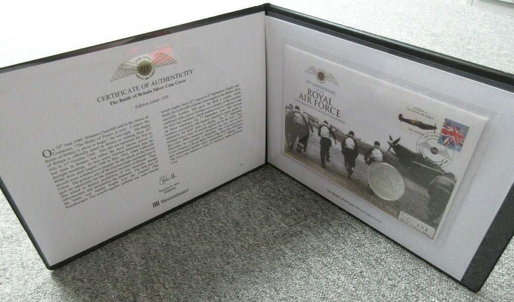 2008 RAF Battle of Britain SILVER PROOF COMMEMORATIVE Guernsey £5 COIN, PNC COA