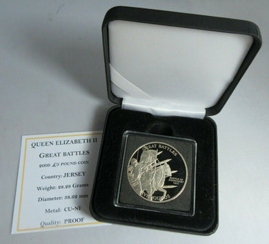 2009 GREAT BATTLES AGINCOURT 1415 QEII JERSEY 2009 PROOF £5 COIN BOX & COA