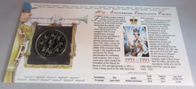 Load image into Gallery viewer, 1953-1993 CORONATION ANNIVERSARY CROWN £5 COIN COVER, PNC WITH INFORMATION CARD
