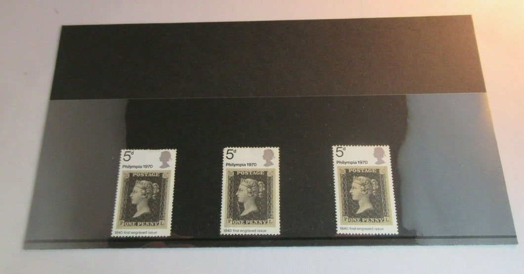 1970 PHILYMPIA  1840 FIRST ENGRAVED ISSUE 5d 3 STAMPS MNH