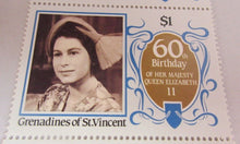 Load image into Gallery viewer, QUEEN ELIZABETH II 60TH BIRTHDAY OF HER MAJESTY GRENADINES ST VINCENT STAMPS MNH
