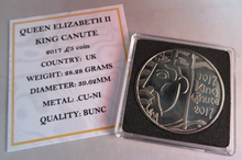 Load image into Gallery viewer, 2017 QUEEN ELIZABETH II KING CANUTE BUNC £5 FIVE POUND COIN QUAD CAPSULE &amp; COA
