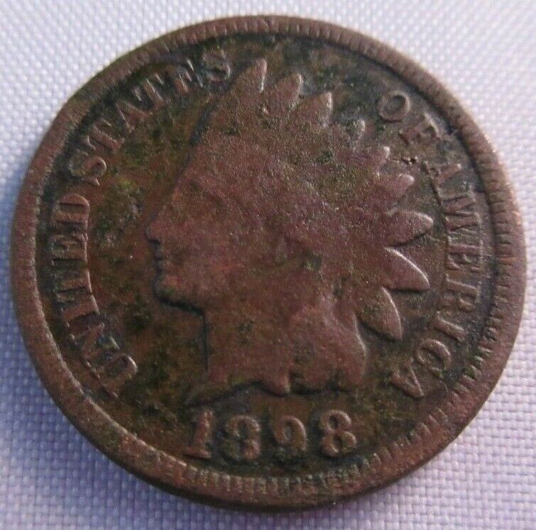 1898 INDIAN HEAD PENNY AMERICAN ONE CENT COIN PRESENTED IN CLEAR FLIP aUNC