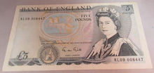 Load image into Gallery viewer, 1988 GILL QEII FIVE POUND £5 NOTE MARCH 1988 UNC RL09 008447
