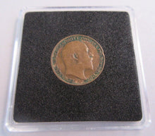 Load image into Gallery viewer, 1903 EDWARD VII BRONZE FARTHING EF-UNC IN QUADRANT CAPSULE &amp; BOX
