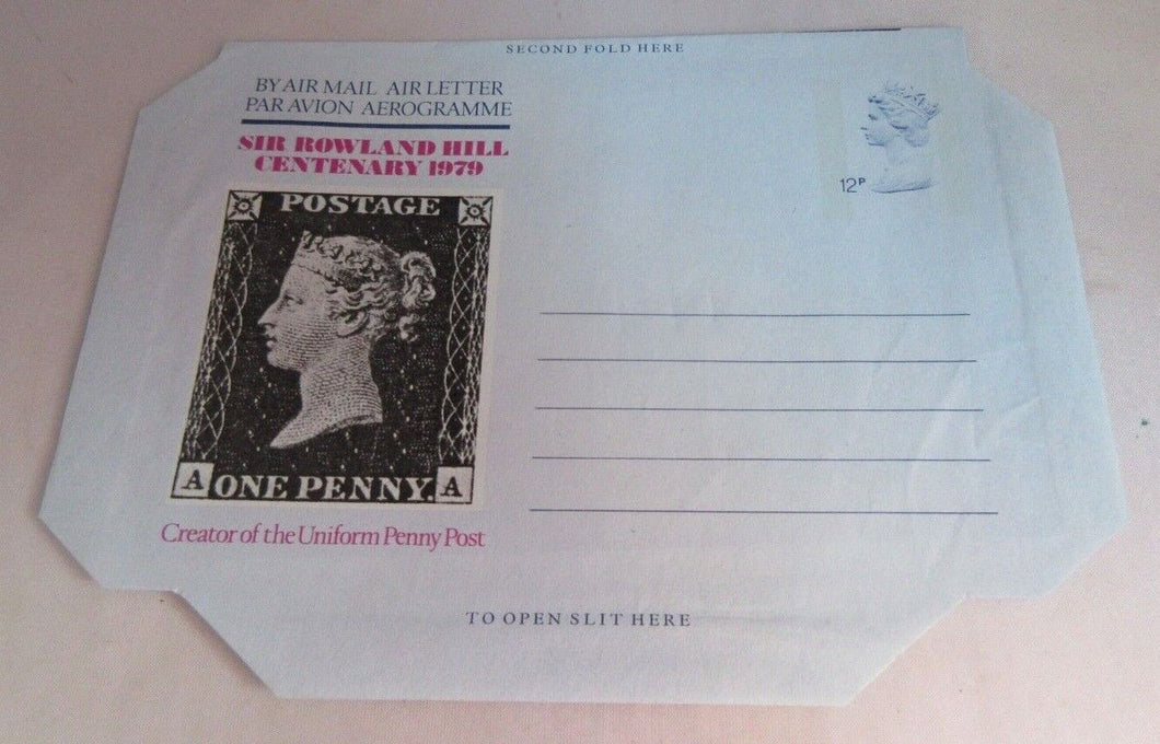 AIR MAIL LETTER CREATOR OF THE UNIFORM PENNY POST QEII 12p UNUSED