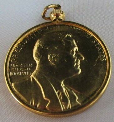 FRANKLIN DELANO ROOSEVELT MEMORIAM DIED 1945 SILVER PROOF GOLD PLATED MEDAL