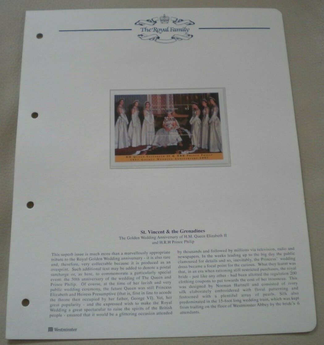 1947-1997 THE GOLDEN WEDDING ANNIVERSARY QEII P PHILIP  SPECIMEN MINISHEET/INFO