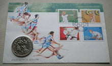 Load image into Gallery viewer, 1988 JOGOS OLIMPICOS SEOUL COIN COVER WITH POSTAGE STAMPS AND POSTMARK PNC
