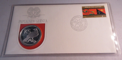 1975 PAPUA NEW GUINEA NEW GUINEA EAGLE K5 SILVER PROOF 40mm COIN PNC