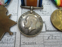 Load image into Gallery viewer, WWI 1914 - 1918 MEDAL TRIO TO ALFRED.G.THORNTON ROYAL FIELD ARTILLERY No 1132
