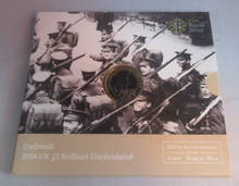 Load image into Gallery viewer, Outbreak WW1 Lord Kitchener 100th Anniversary 2014 BUnc Royal Mint £2 Coin Pack
