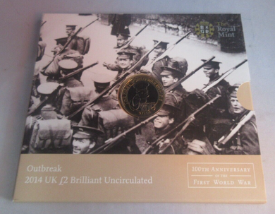 Outbreak WW1 Lord Kitchener 100th Anniversary 2014 BUnc Royal Mint £2 Coin Pack