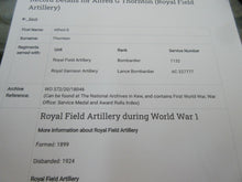 Load image into Gallery viewer, WWI 1914 - 1918 MEDAL TRIO TO ALFRED.G.THORNTON ROYAL FIELD ARTILLERY No 1132
