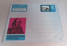 Load image into Gallery viewer, AIR MAIL LETTER SHAKESPEAR FESTIVAL QUEEN ELIZABETH II 6d UNUSED
