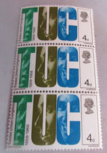 Load image into Gallery viewer, 1968 BRITISH TUC 4d 8 STAMPS MNH WITH CLEAR FRONTED STAMP HOLDER
