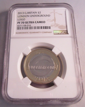 Load image into Gallery viewer, 2013 UK LONDON UNDERGROUND PF70 ULTRA CAMEO NGC SLABBED COIN

