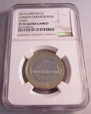 2013 UK LONDON UNDERGROUND PF70 ULTRA CAMEO NGC SLABBED COIN