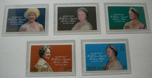 Load image into Gallery viewer, 1980 HM QUEEN ELIZABETH THE QUEEN MOTHER&#39;S 80TH BIRTHDAY 5 MNH STAMPS/INFO SHEET
