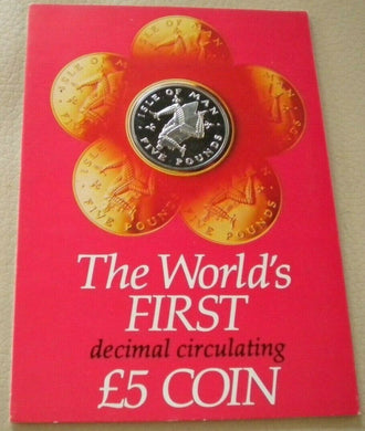 1981 WORLDS FIRST DECIMAL £5 POUND COIN ISLE OF MAN FIRST £5 SILVER PROOF-sealed