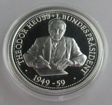 Load image into Gallery viewer, THE GREATEST GERMANS IN REAL SILVER THEODOR HEUSS 1949-1959 S/PROOF MEDAL &amp; COA
